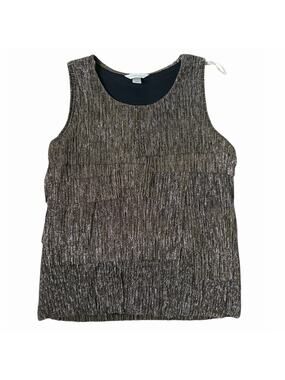 Christopher & Banks Gold Black Metallic Shimmery Holiday Tiered Tank Top Sz L